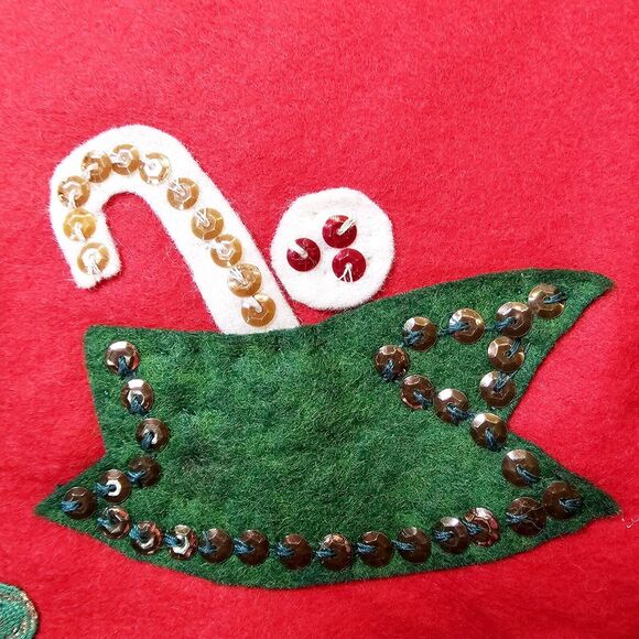 Vintage Double Sided Felt Sequin Christmas Cowboy Stocking Handmade 19" 1950's - Picture 11 of 16